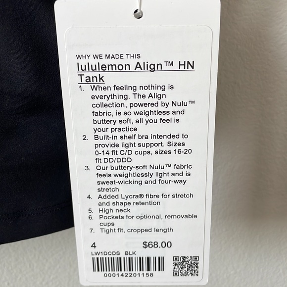 NWT Lululemon Align High-Neck Tank Top Black Size 4 - Picture 4 of 9